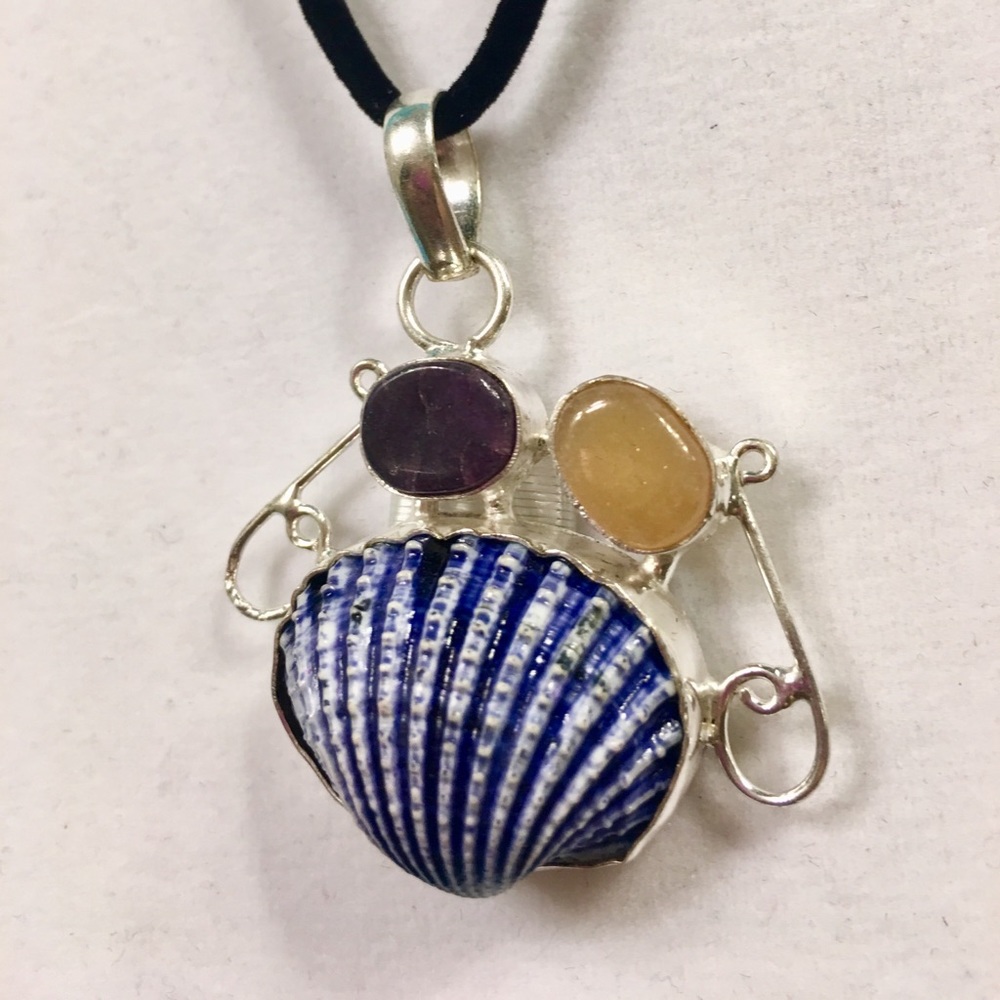 Blue Sea Shell Pendant